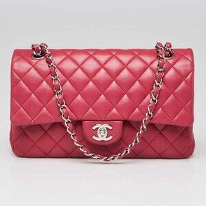 Chanel Pink Quilted Lambskin Leather Classic Medium Double Flap Bag